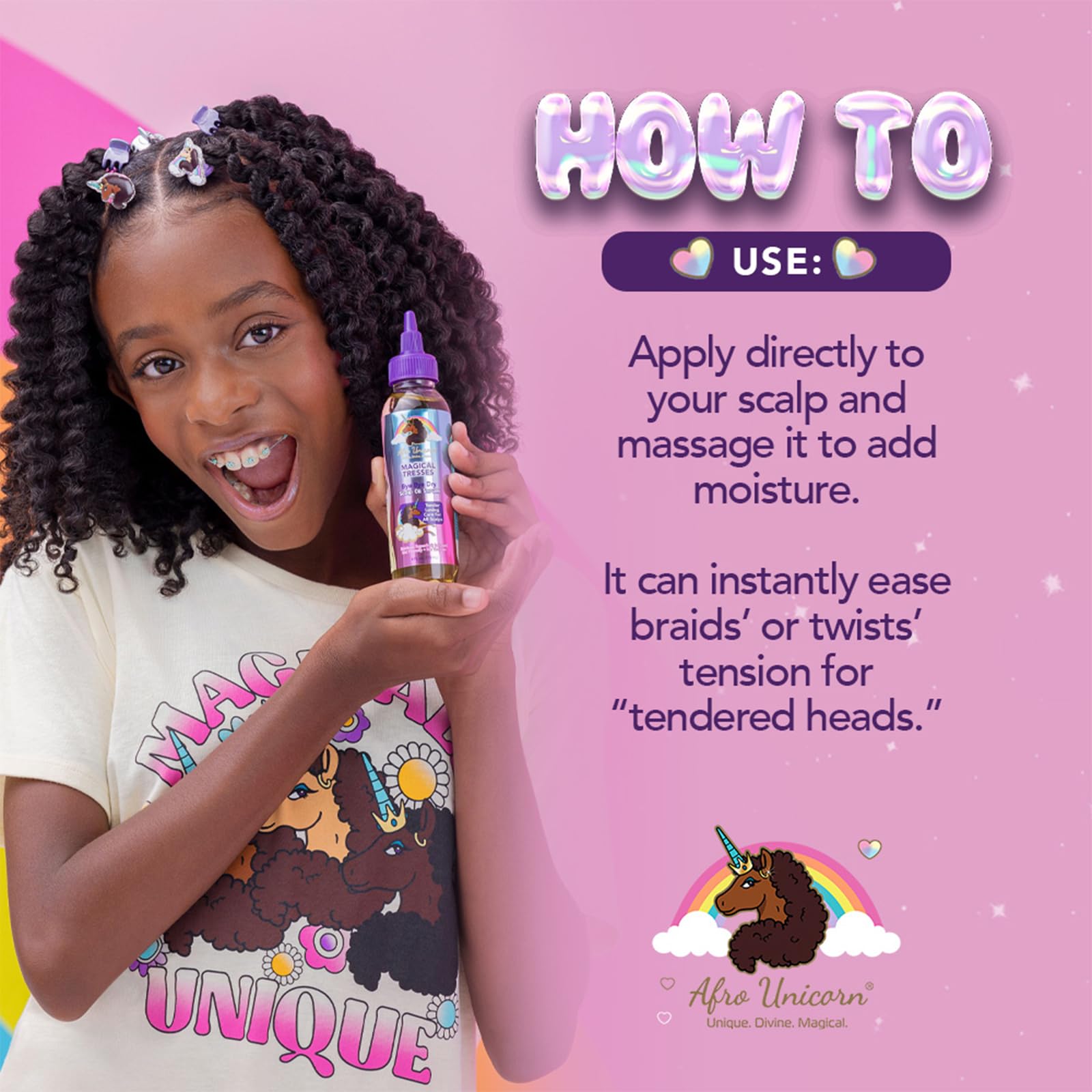 Magical Tresses serum smoothing frizz on textured hair during styling.