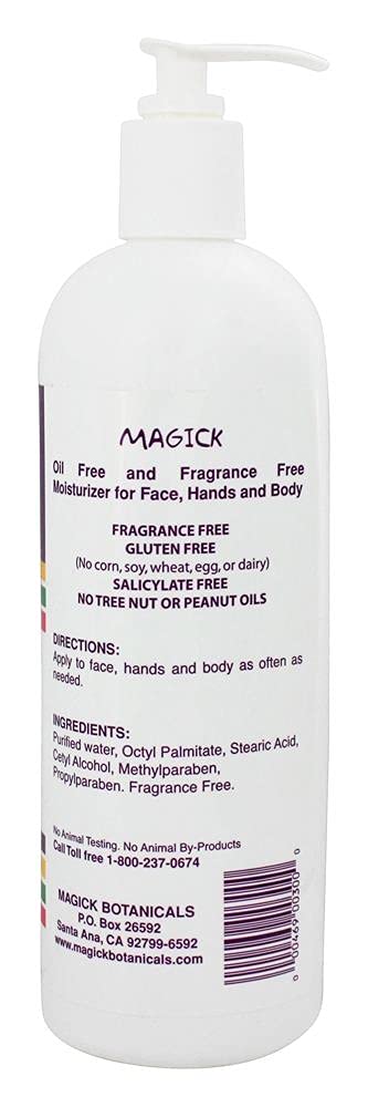 Magick Botanicals oil-free moisturizer for face hands and body being applied