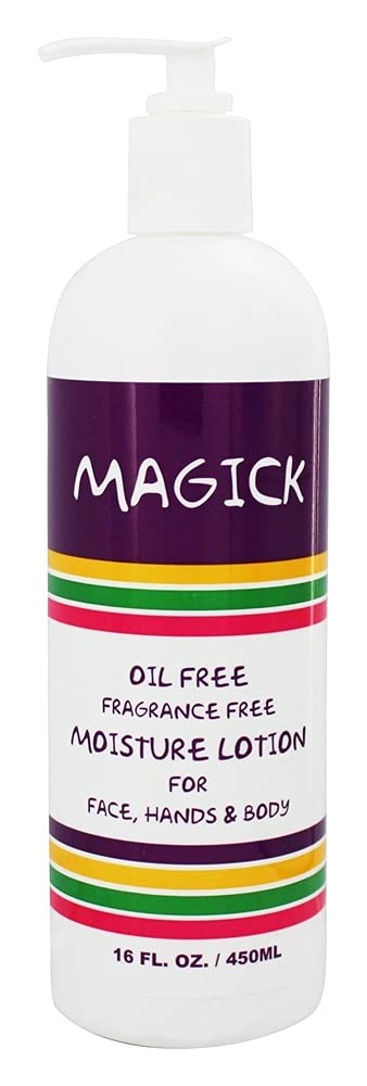 Magick Botanicals oil-free fragrance-free lotion bottle close-up for sensitive skin