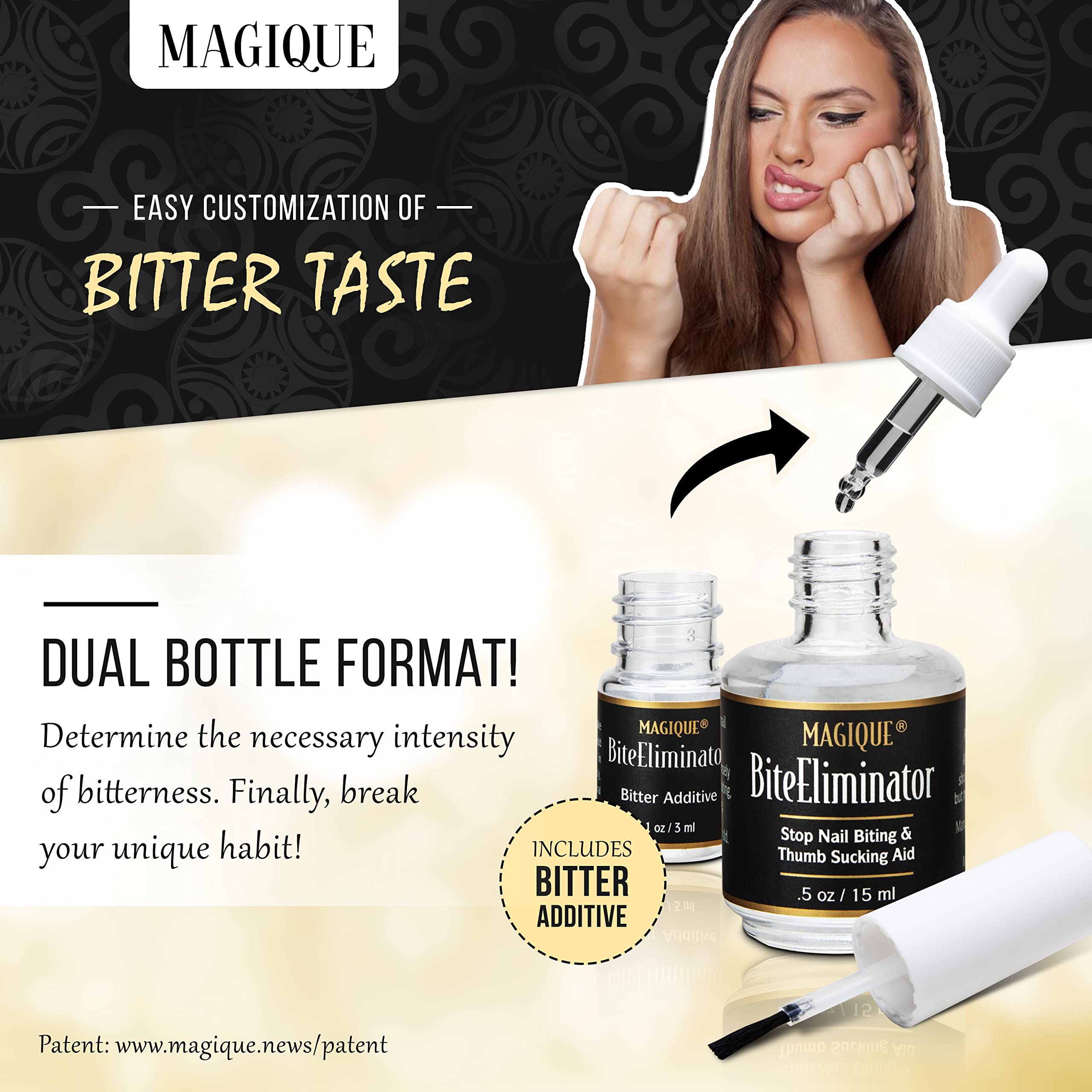 Magique Bite Eliminator brush application demonstrates quick, mess-free use.