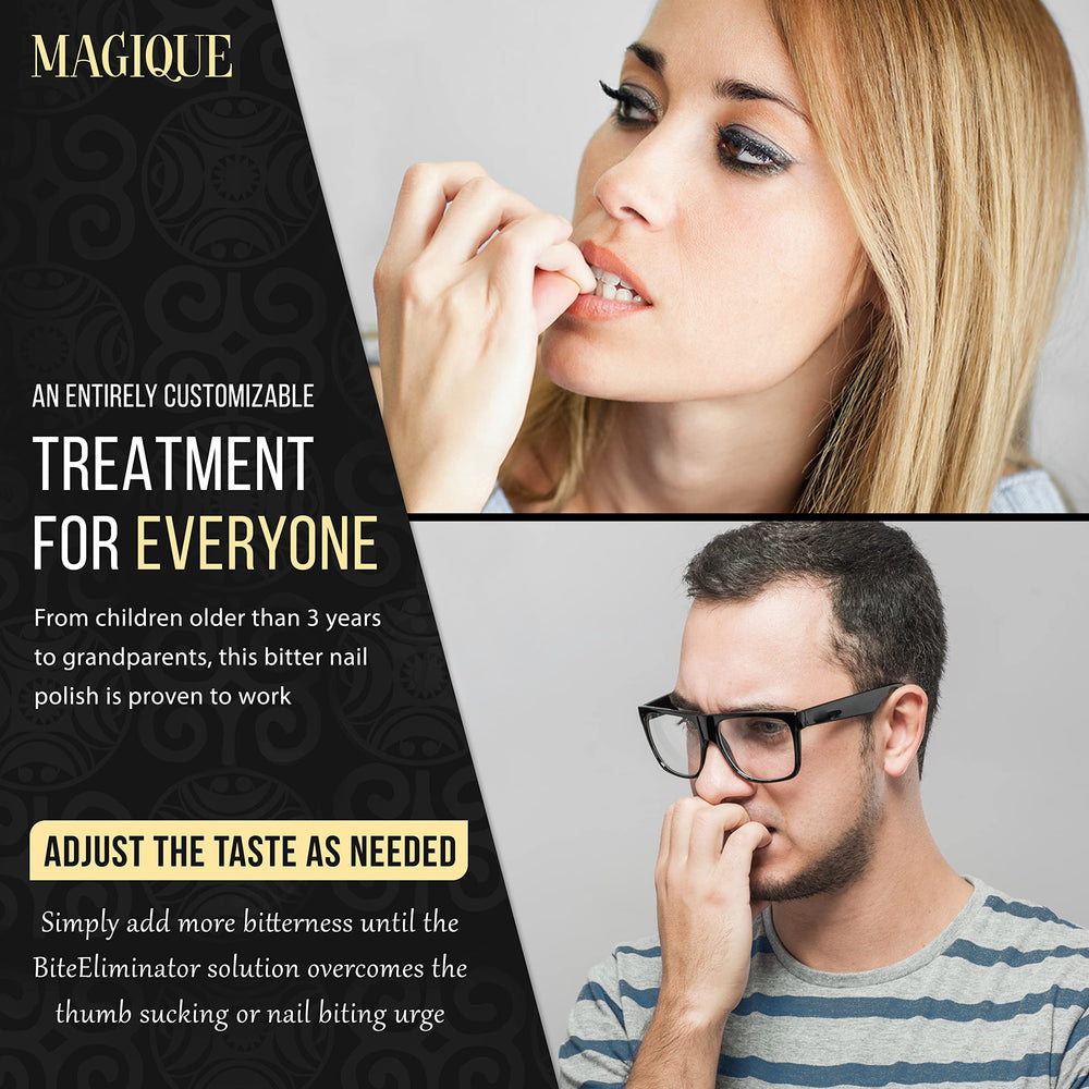 Magique Bite Eliminator family-use scene indicates safe, sensory-friendly nail care.