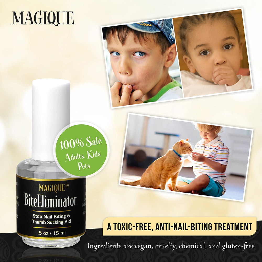 Magique Bite Eliminator kid-use context suggests gentle habit support.