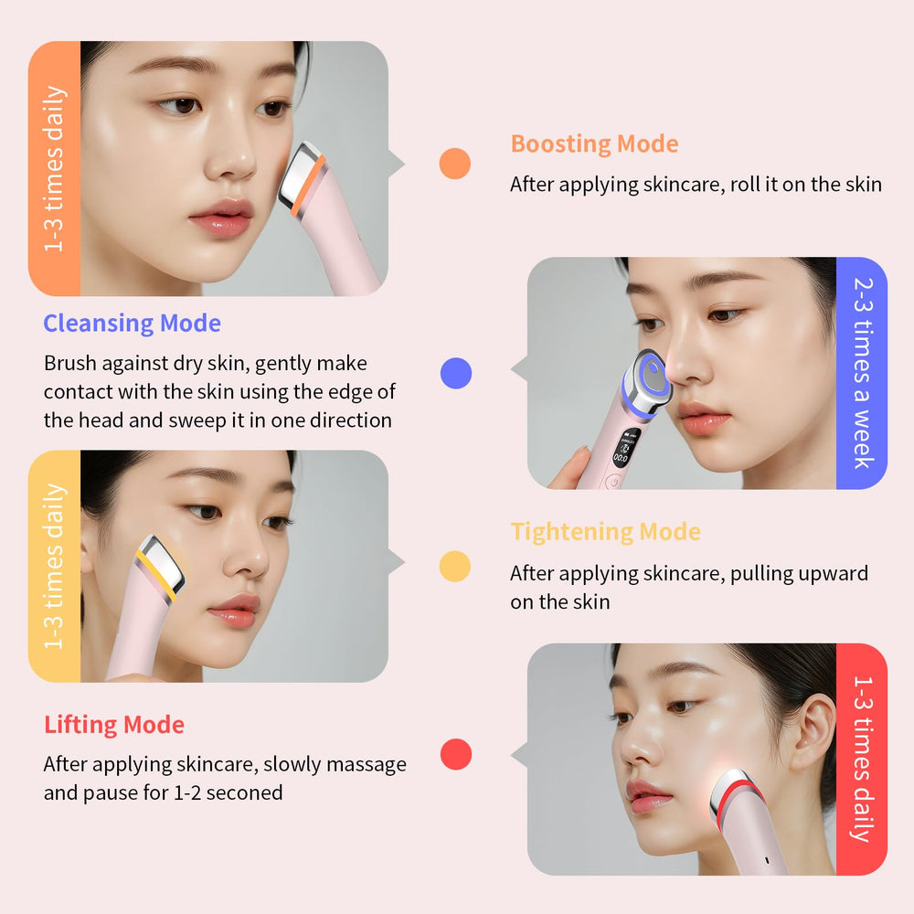 Magivol vibration function along pink jawline for smoother texture.
