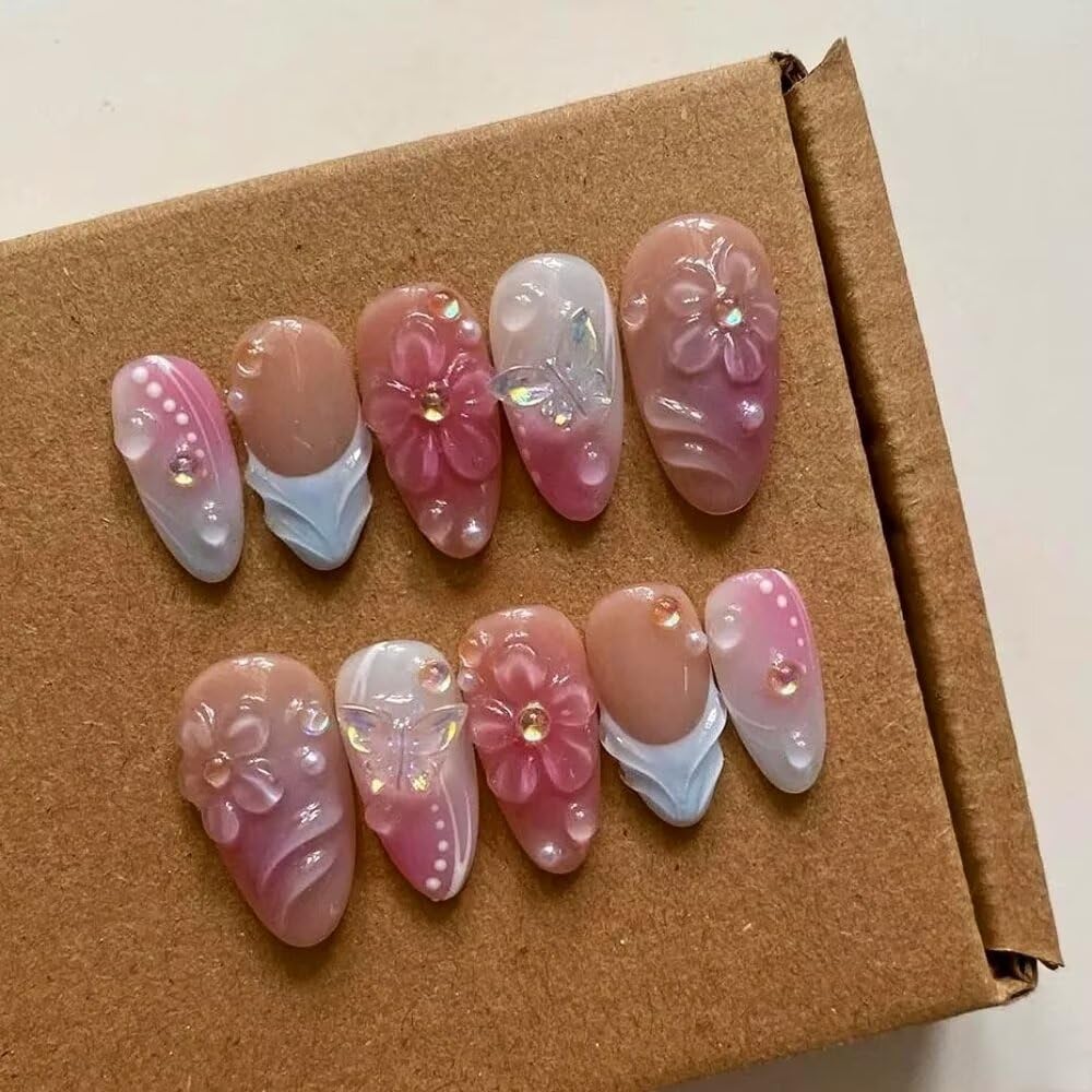 MAGLFELL press-on nails medium almond design for salon-quality at-home use.