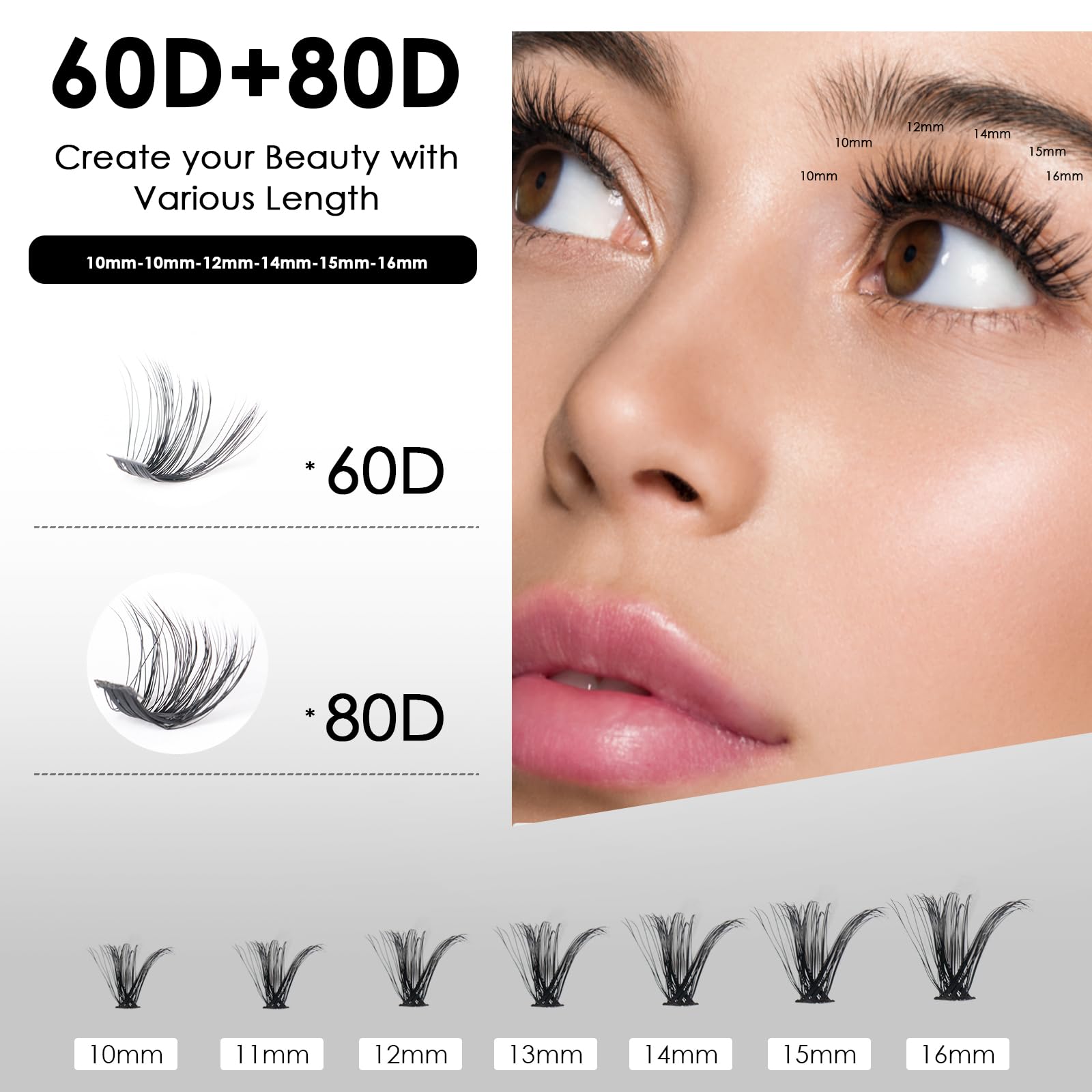 Magnetic SL cluster lashes 10-16mm for natural, customizable looks