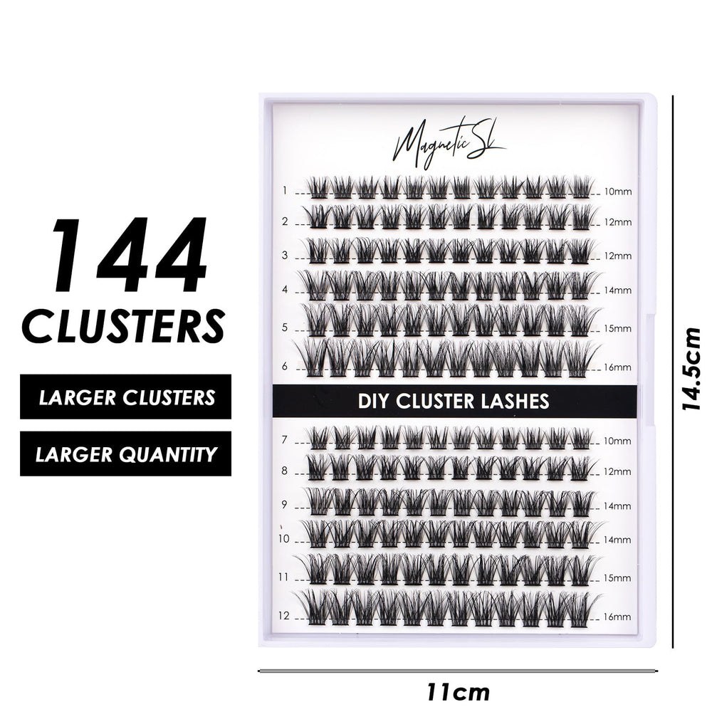 Magnetic SL lash clusters being applied with tweezers for precise, comfortable placement.