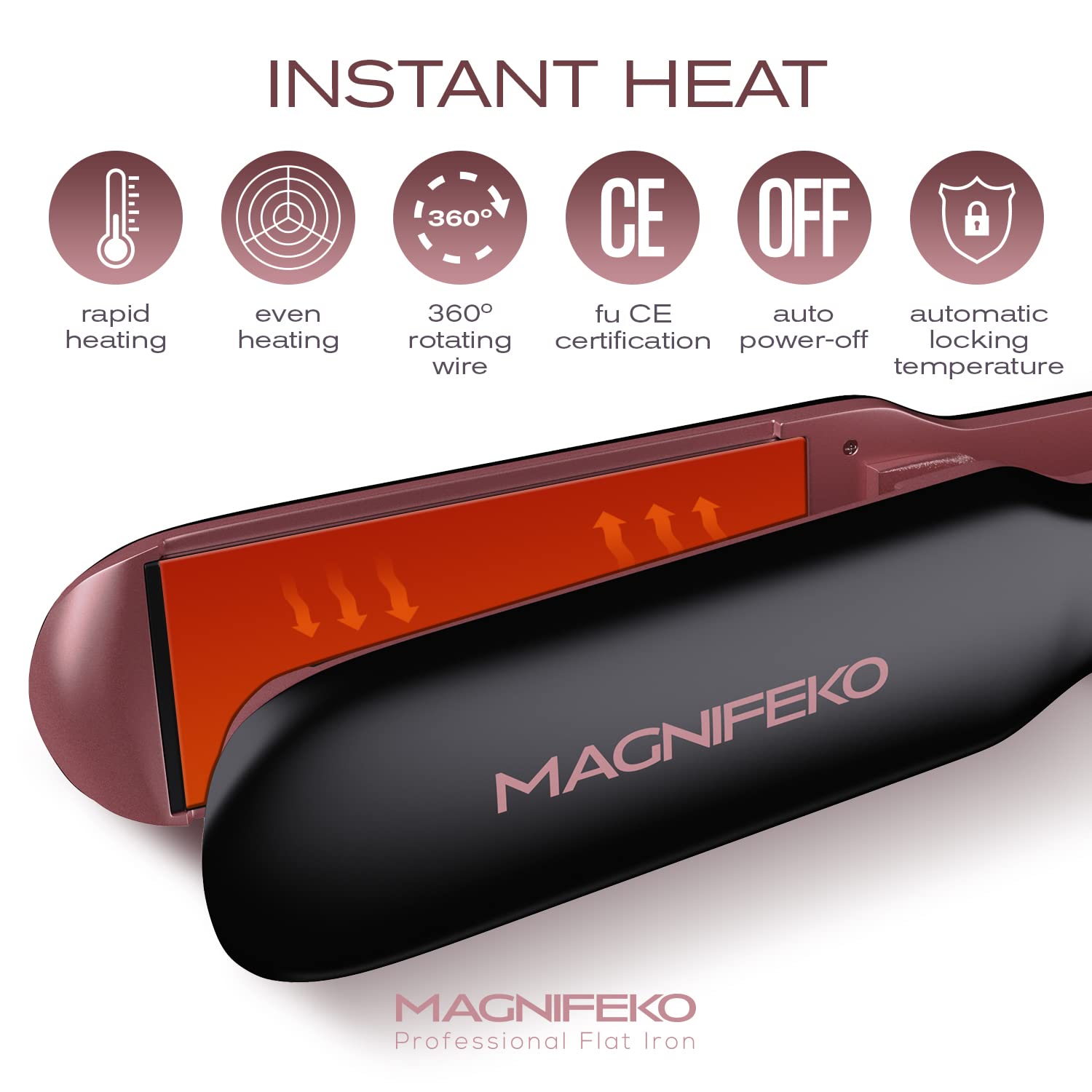 Magnifeko straightener with negative ionic technology for anti-static shine