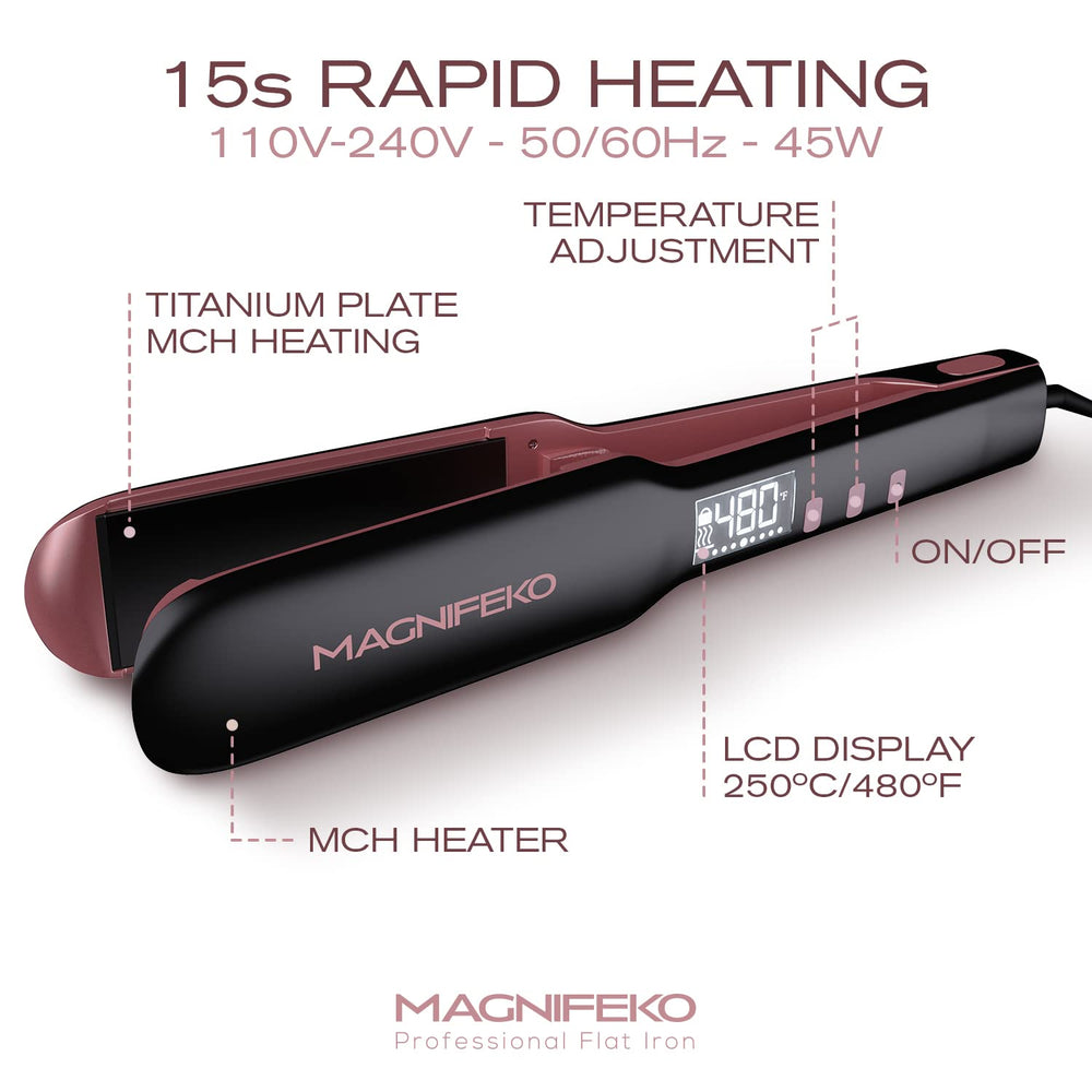 Magnifeko ceramic straightener in sleek black for shiny hair