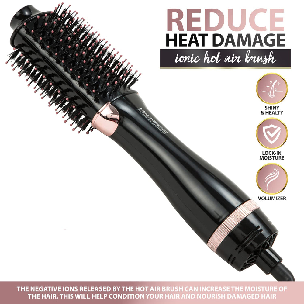 Magnifeko round hair dryer brush delivers volume boost for fuller looks.