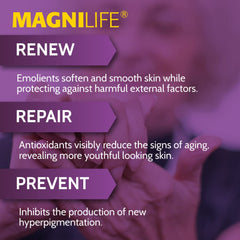 MagniLife Dark Spot Care bottle back label highlights licorice root and bearberry botanicals.