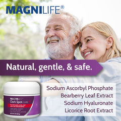 MagniLife Dark Spot Care cream texture on hand for smooth absorption.