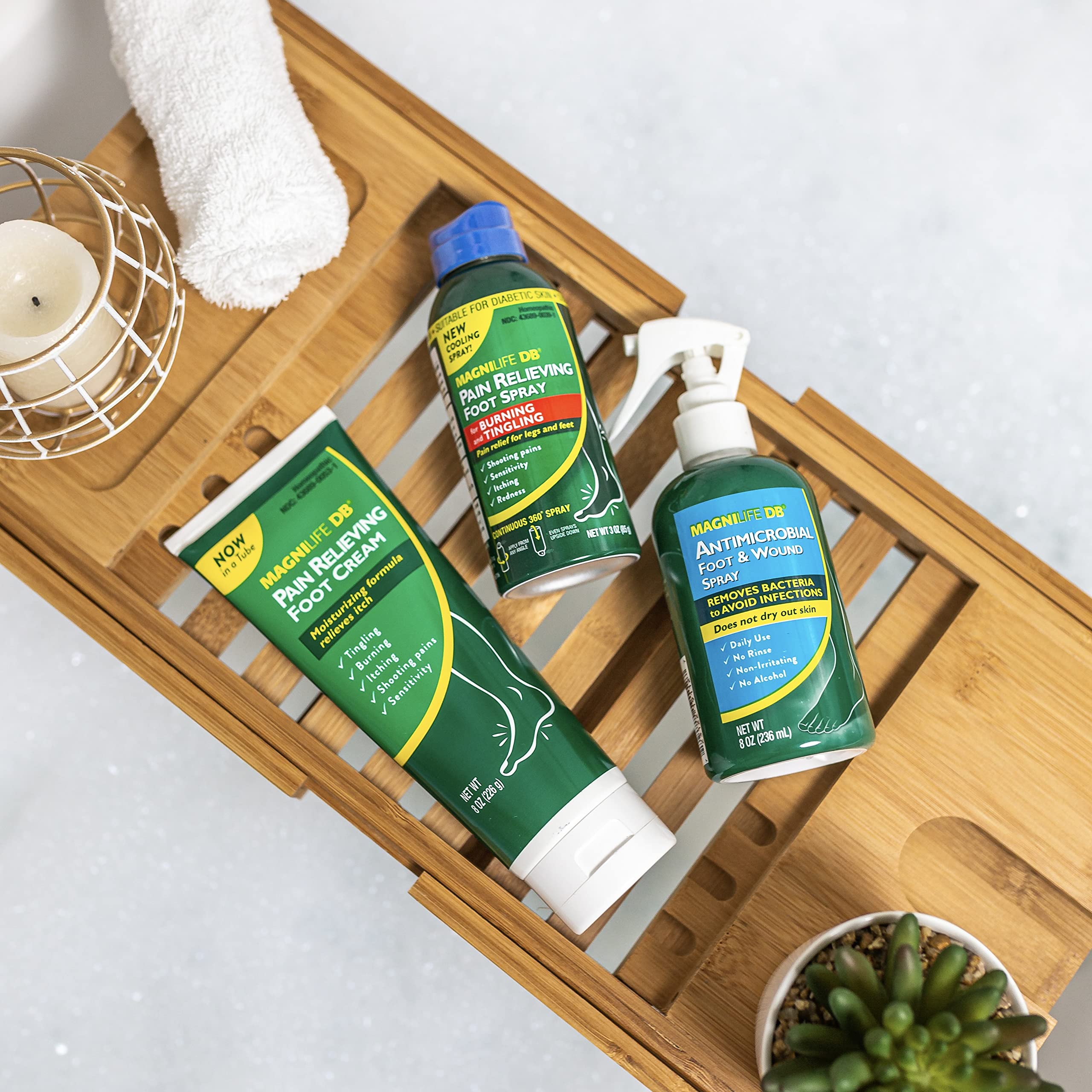 MagniLife DB Foot Cream packaging and tube ready for purchase.