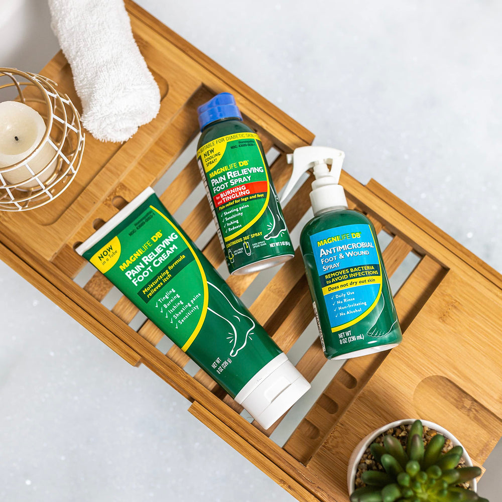 MagniLife DB Foot Cream packaging and tube ready for purchase.