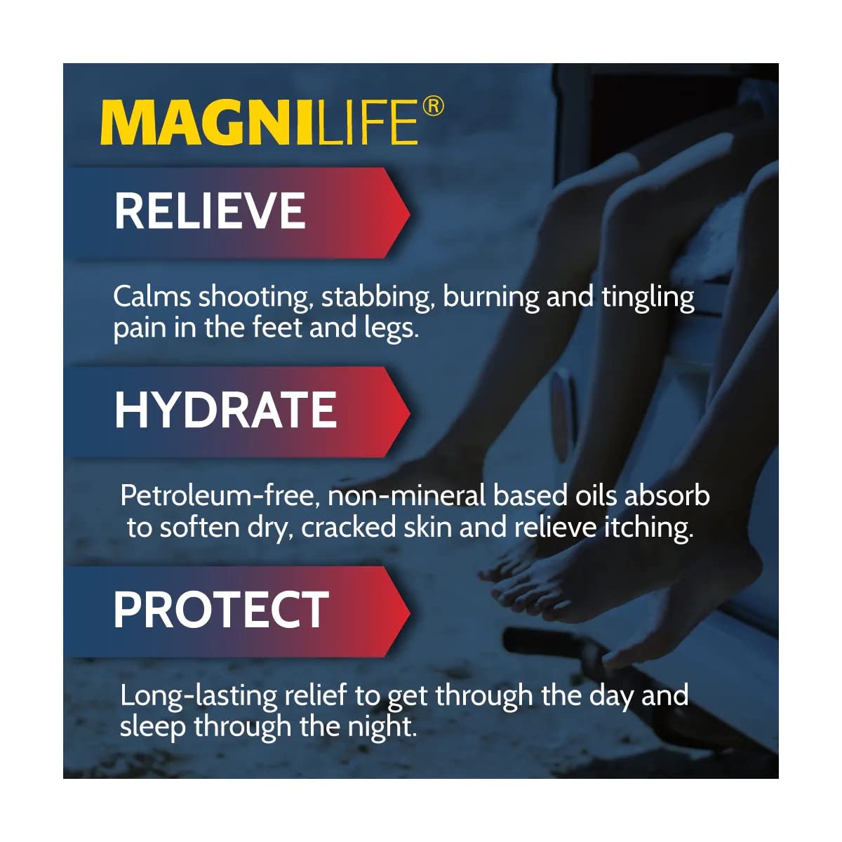 Magnilife foot cream texture on skin, absorbed quickly without greasiness.