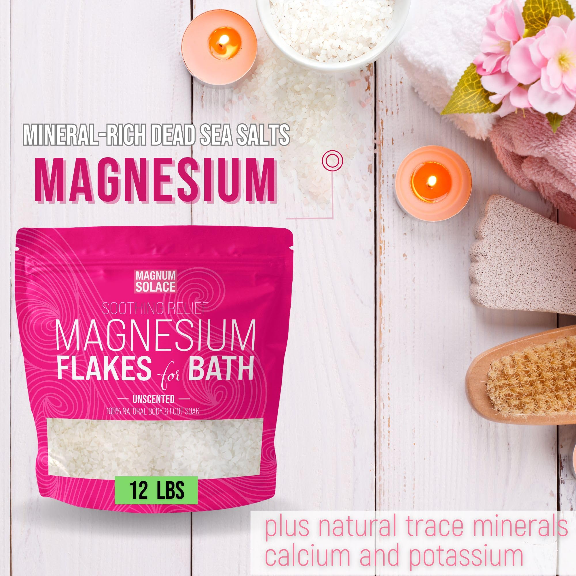 Dead Sea magnesium flakes dissolving in bath water