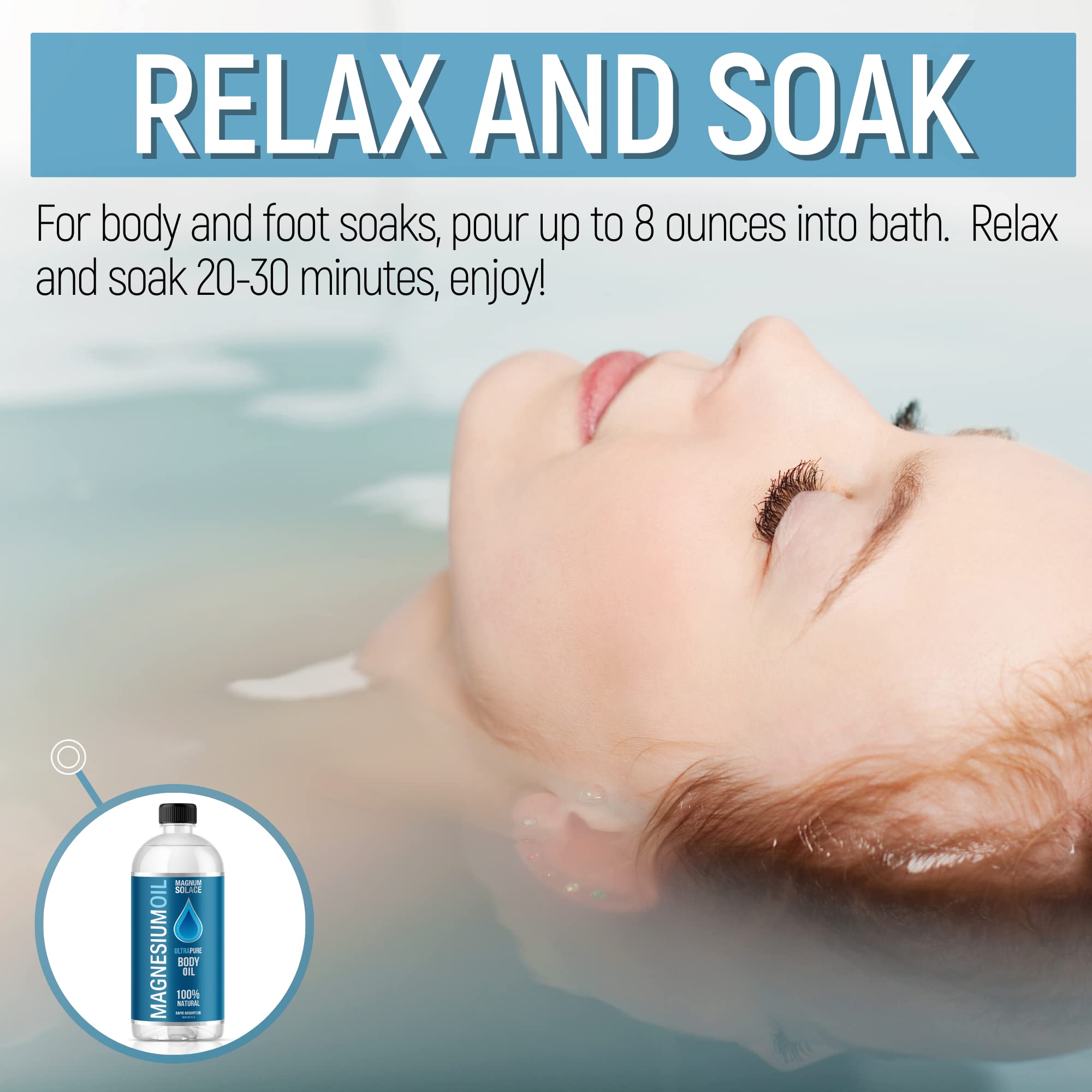 Magnum Solace bath soak in tub for a relaxing mineral experience
