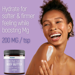 Magnum Solace magnesium body butter texture showcasing rich, non-greasy cream.