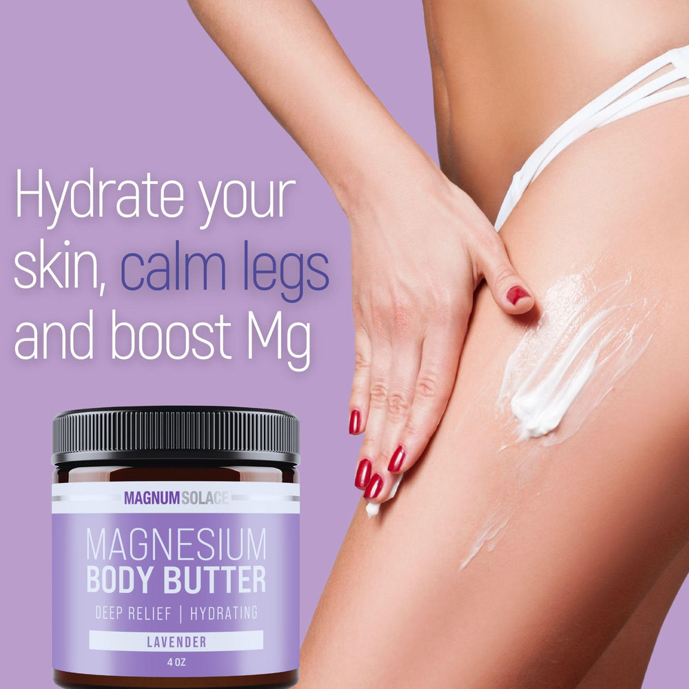 Magnum Solace Magnesium Body Butter ingredients shown in a creamy formula.
