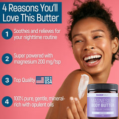 Creamy Magnum Solace magnesium body butter texture being spread on skin for soothing feel.