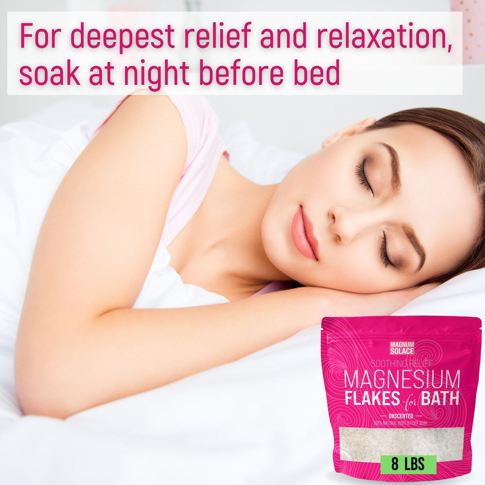 Magnum Solace magnesium flakes bath unscented pack—aroma free base for personalized baths.