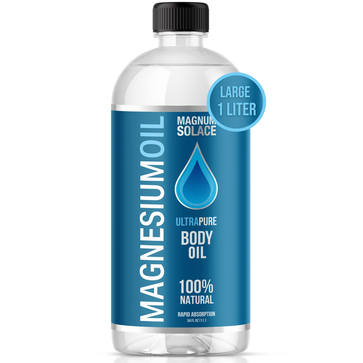 Magnum Solace magnesium oil bottle pour for easy application and quick absorption