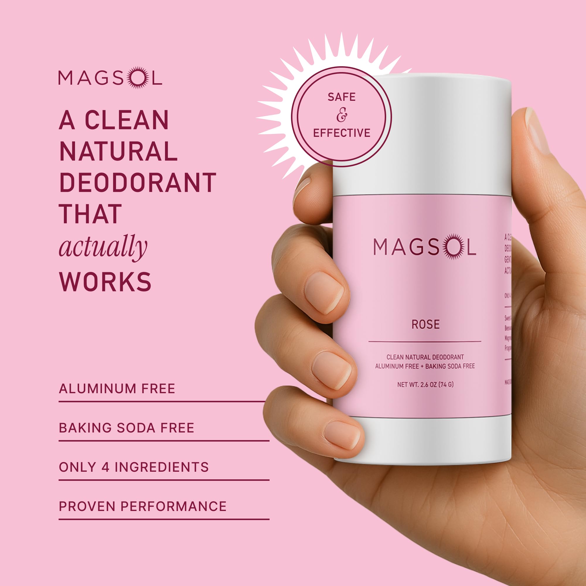 MAGSOL Rose deodorant stick for smooth glide and daily freshness.