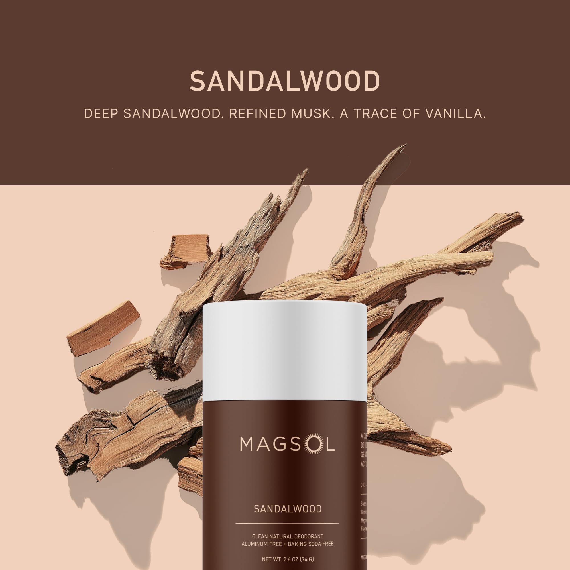 MAGSOL Organics 2-pack logo with sandalwood scent suggests daily freshness