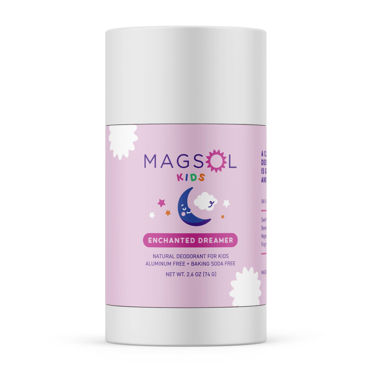 MagSol Organics Enchanted Dreamer deodorant stick closeup for gentle odor control