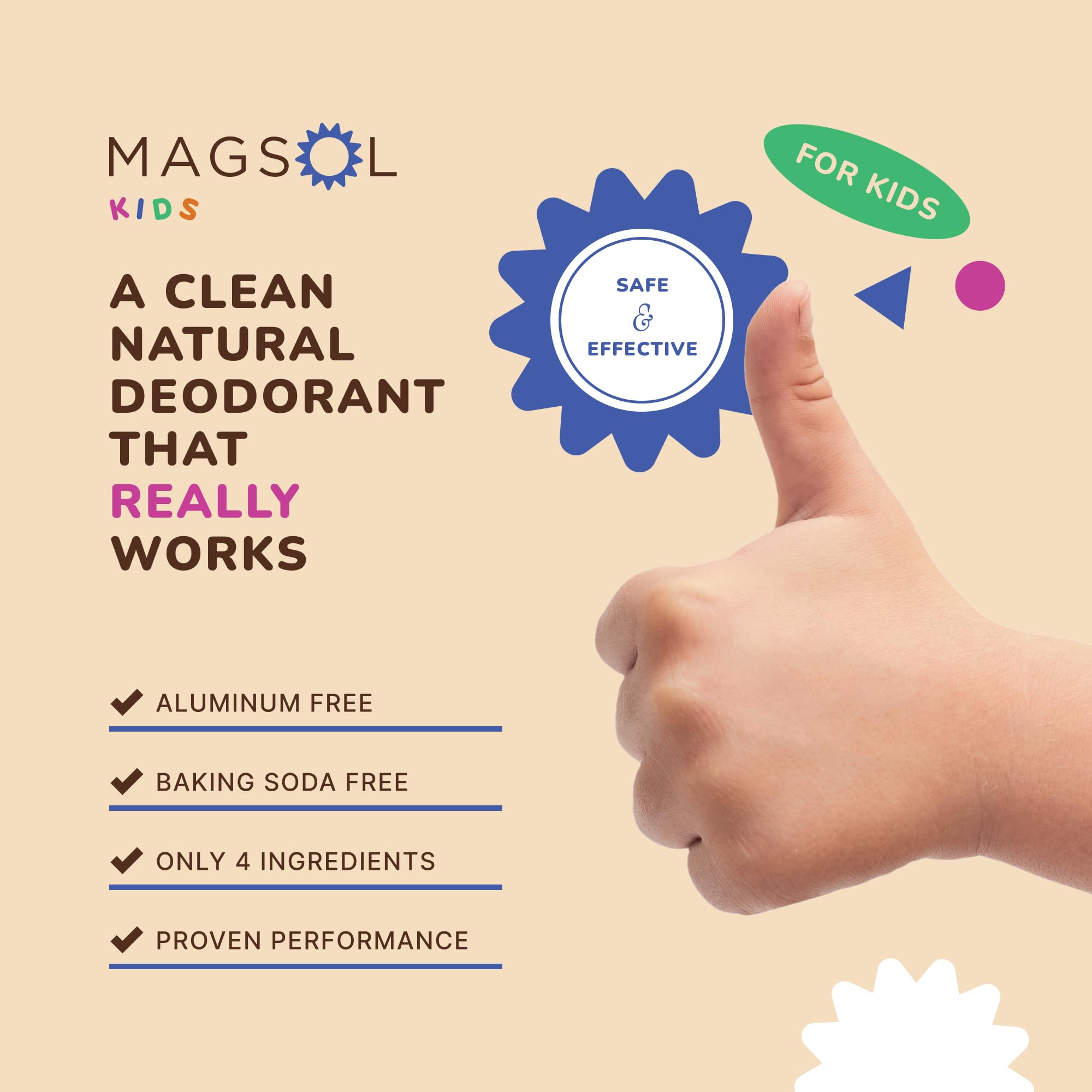 MagSol Mighty Explorer deodorant application demonstrates portable odor protection for active kids.