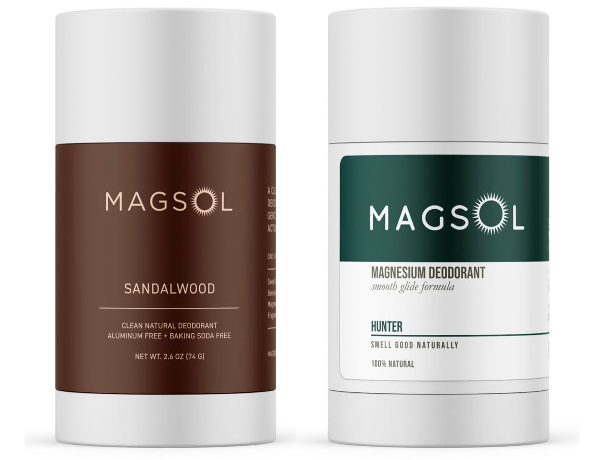 MagSol Organics natural deodorant sandalwood bottle for long-lasting freshness without aluminum