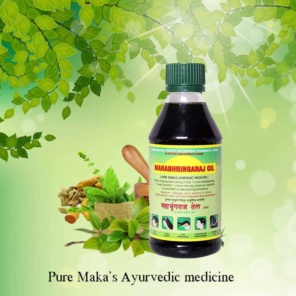 Mahabhringaraj Oil bottle used in nightly hair care ritual enhances relaxation and routine