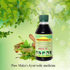 Mahabhringaraj Oil bottle used in nightly hair care ritual enhances relaxation and routine