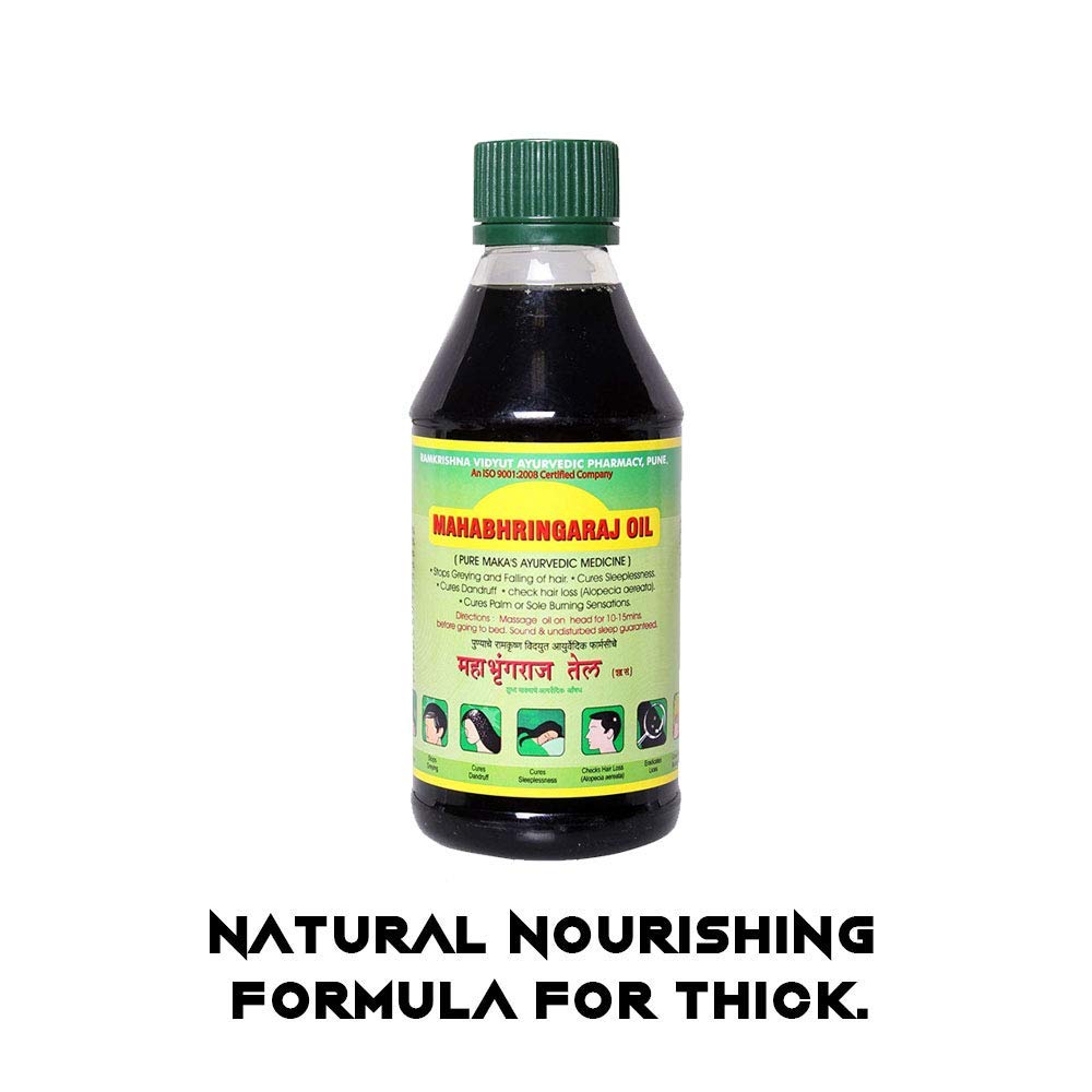 Mahabhringaraj Oil packaging closed highlights Ayurveda heritage and long-term care