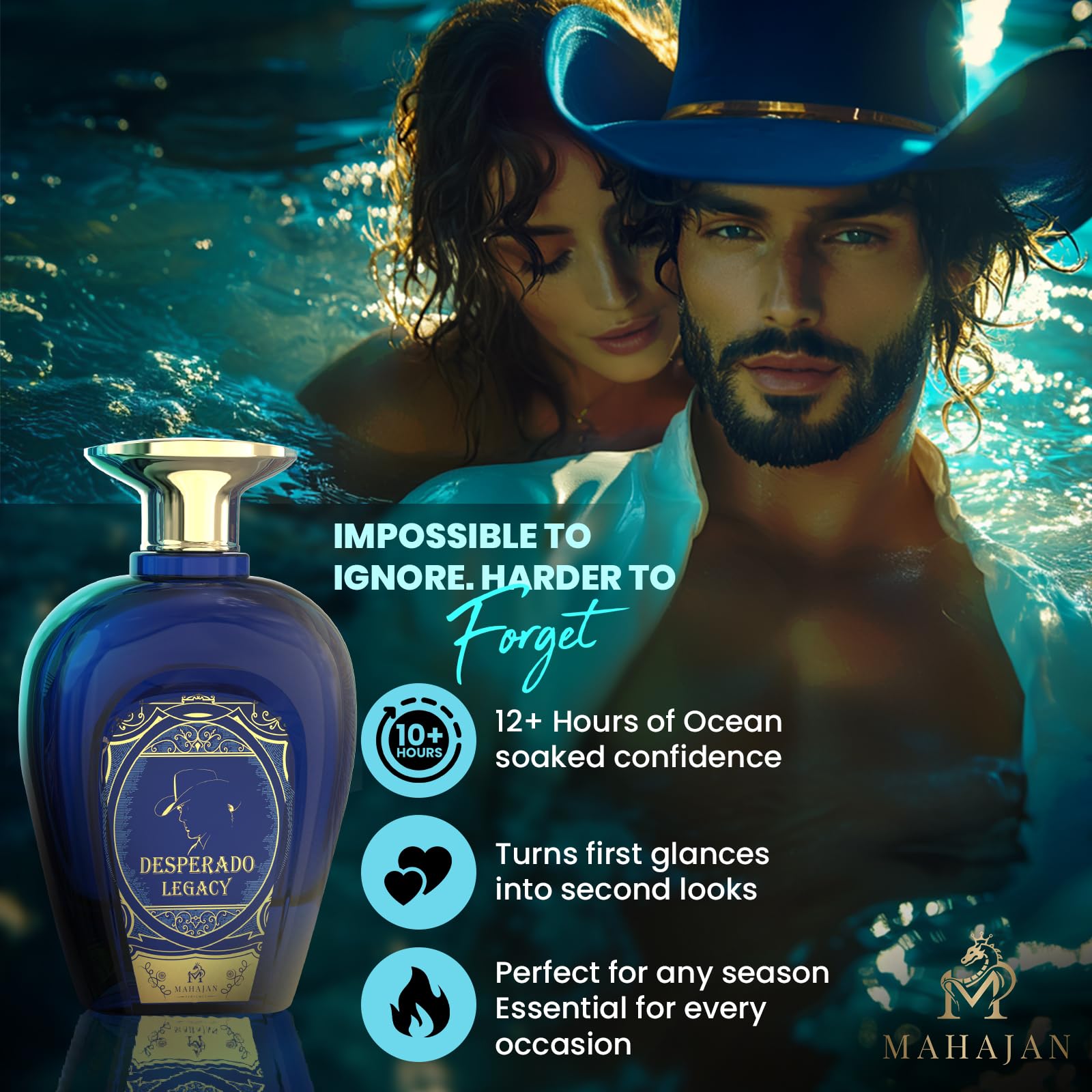 Mahajan Desperado Legacy smoky-woods motif adds masculine depth.