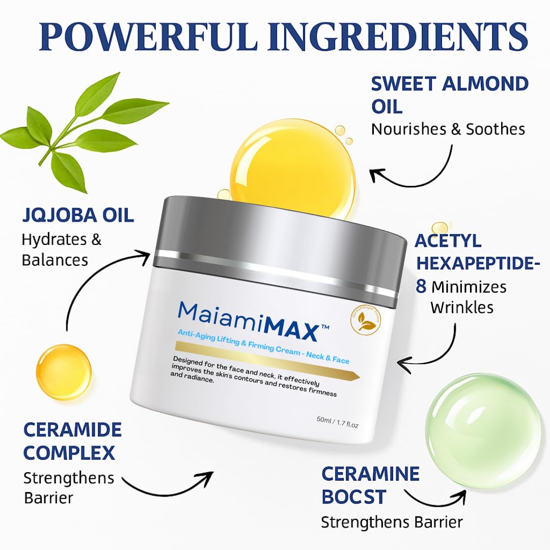 MAIAMIMAX neck application demonstrates lifting-friendly formula for the jawline
