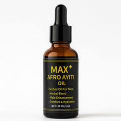 Maidlure Max+ Afro Ayiti Oil bottle pour, smooth absorption for refreshed skin.