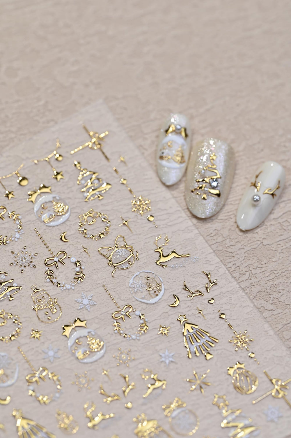 Maigitur gold elk wreath nail sticker adds festive depth to manicures