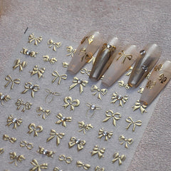 Maigitur rhinestone bow decal adds dimensional sparkle to nails