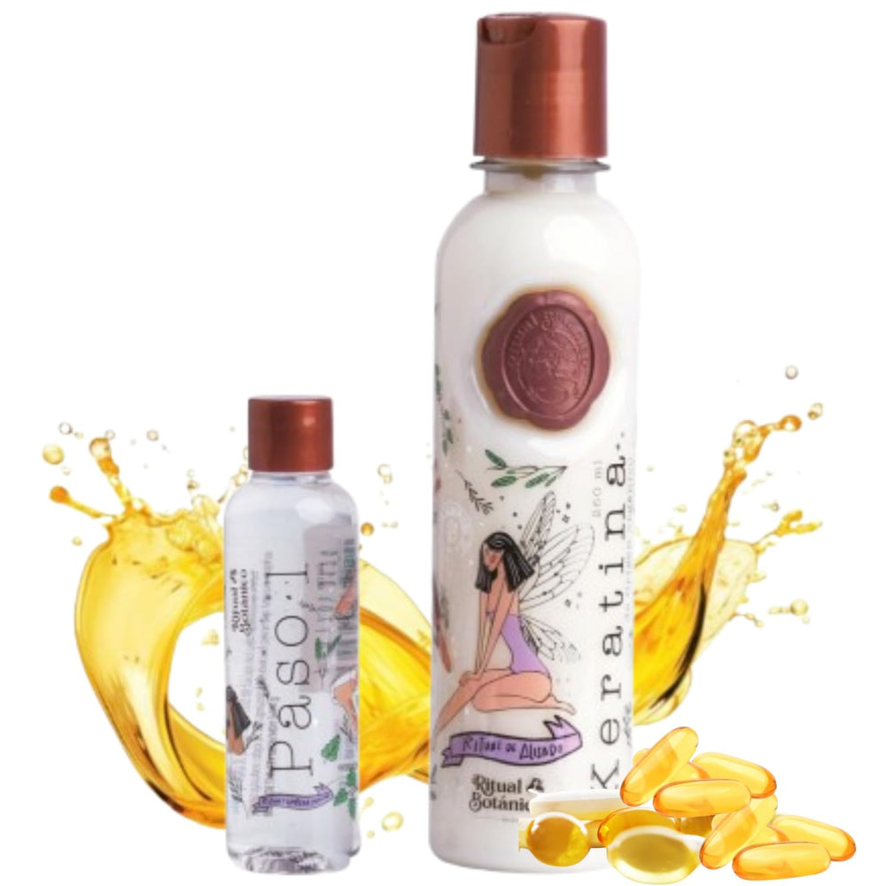 Maike Amour Ritual Botanico Keratina Organic bottle showing shine and smoothness