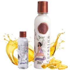 Maike Amour Ritual Botanico Keratina Organic bottle showing shine and smoothness