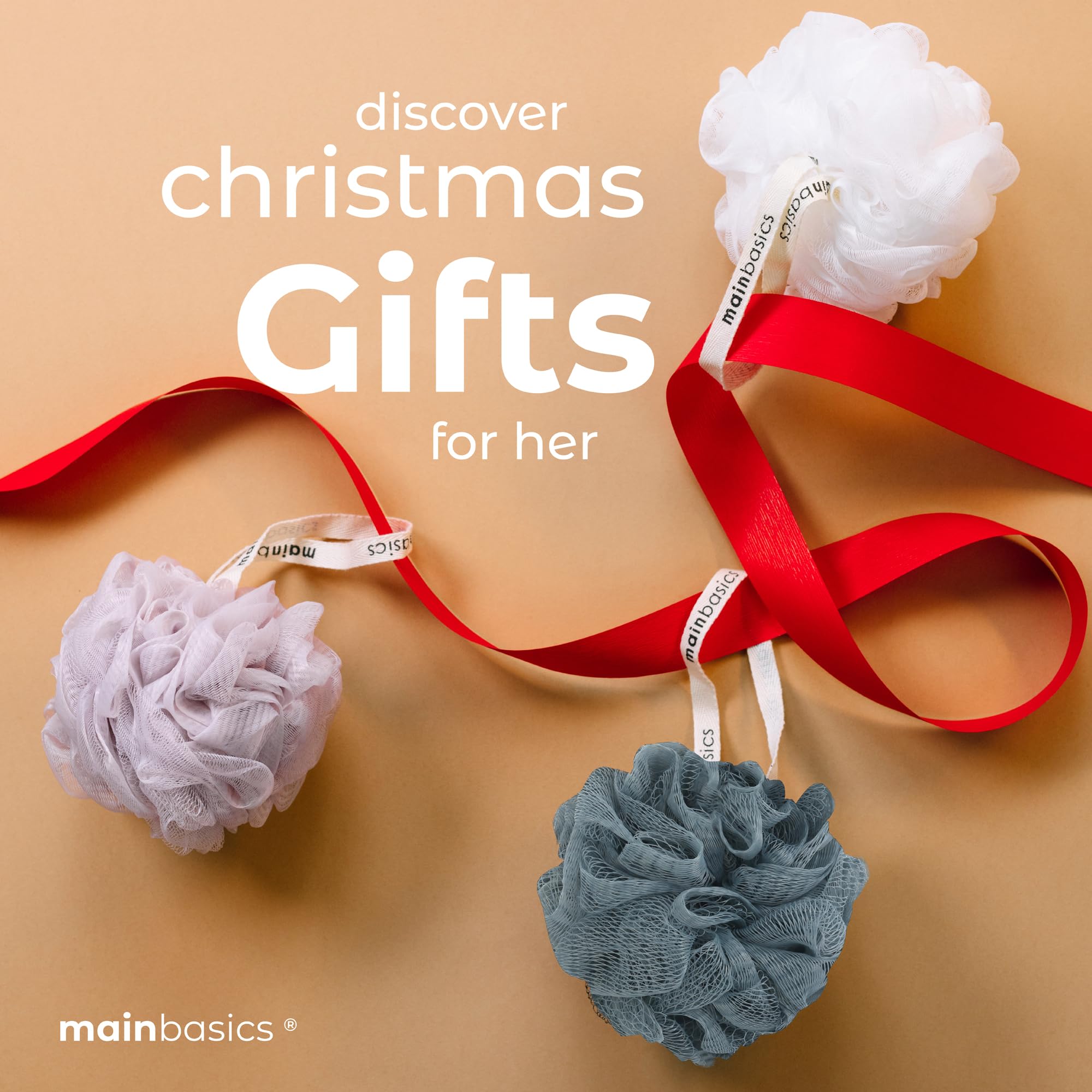 MainBasics Airy Blossom hanging loofah design helps dry after use