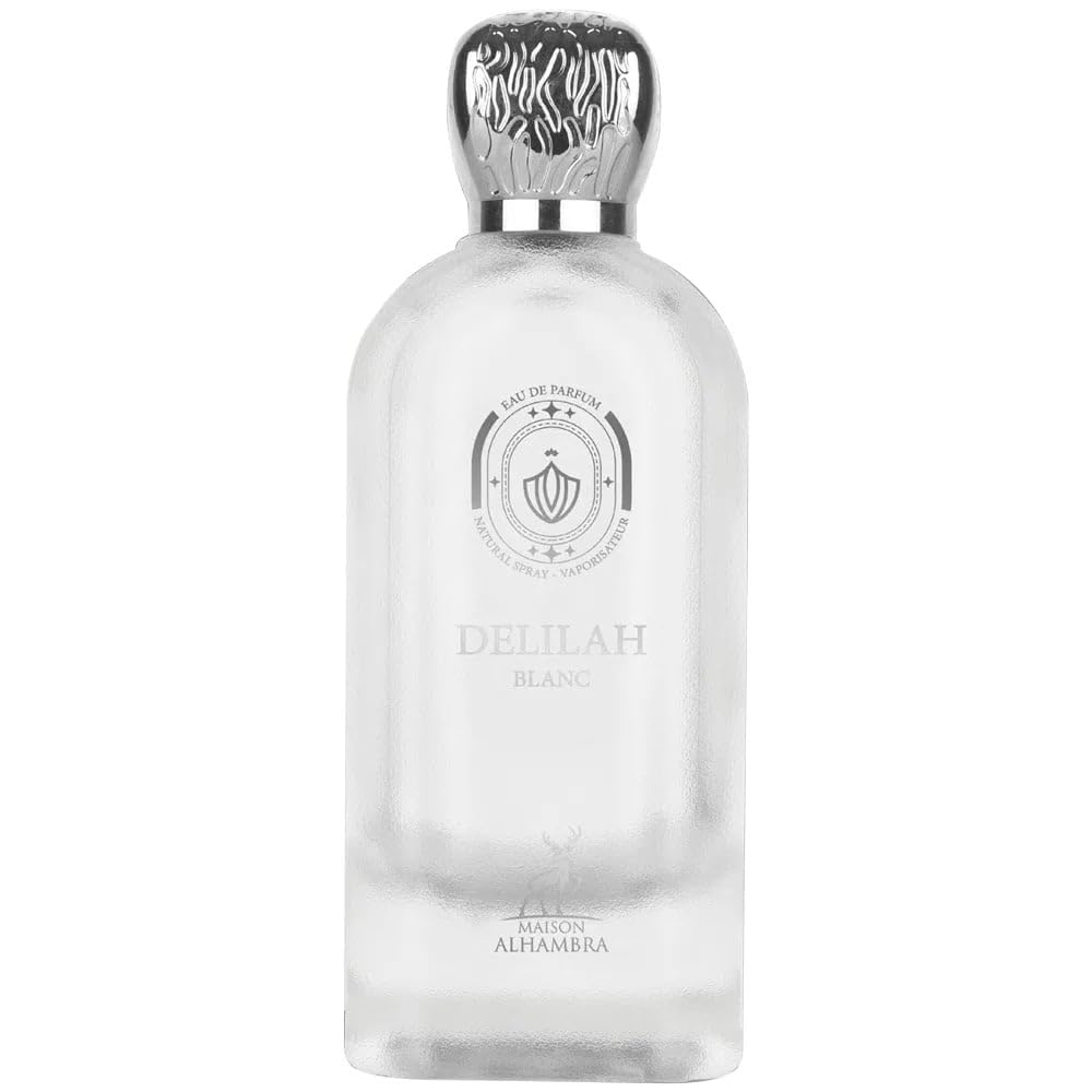 Maison Alhambra Delilah Blanc bottle front view, a radiant design ideal for refined everyday wear.