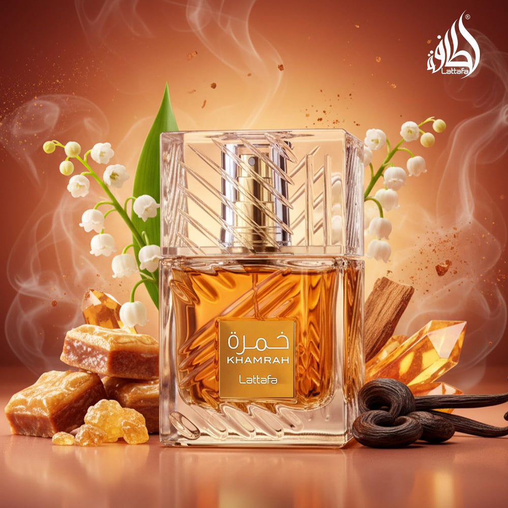 Khamrah 100ml box packaging signals a refined gift.