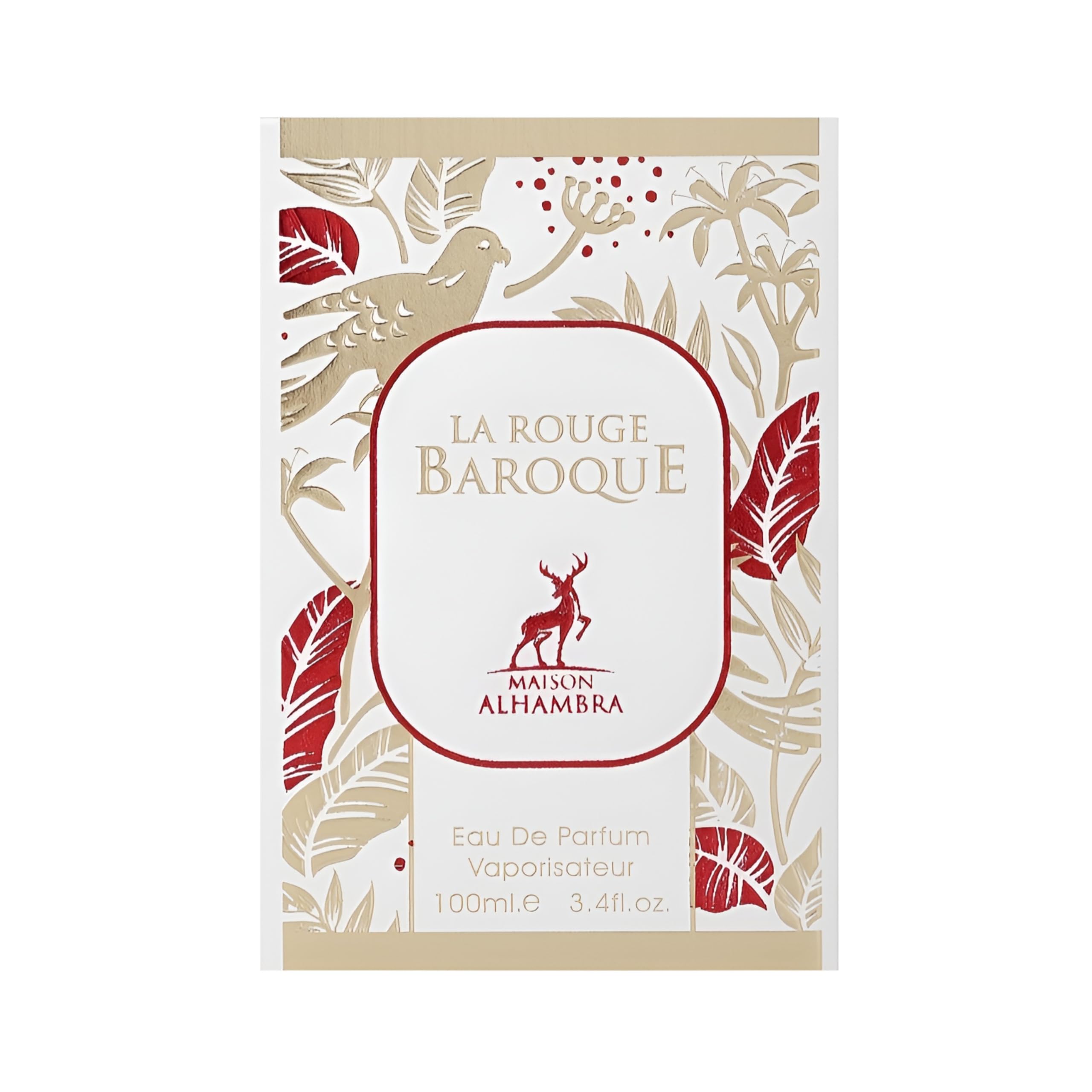 Maison Alhambra La Rouge Baroque cap detail showing refined packaging for gifting.
