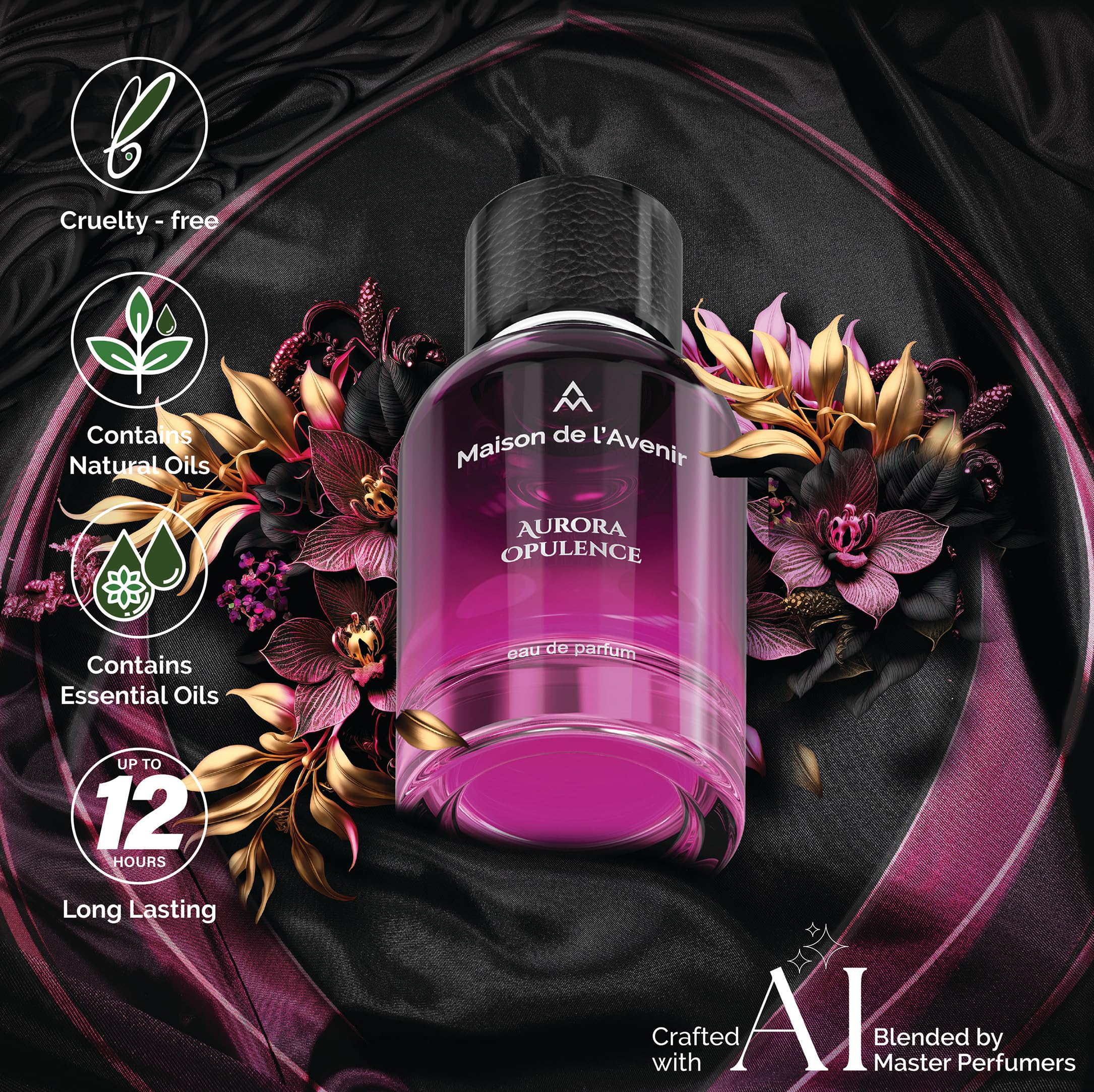 Aurora Opulence floral heart of rose and jasmine with honeycomb sweetness.
