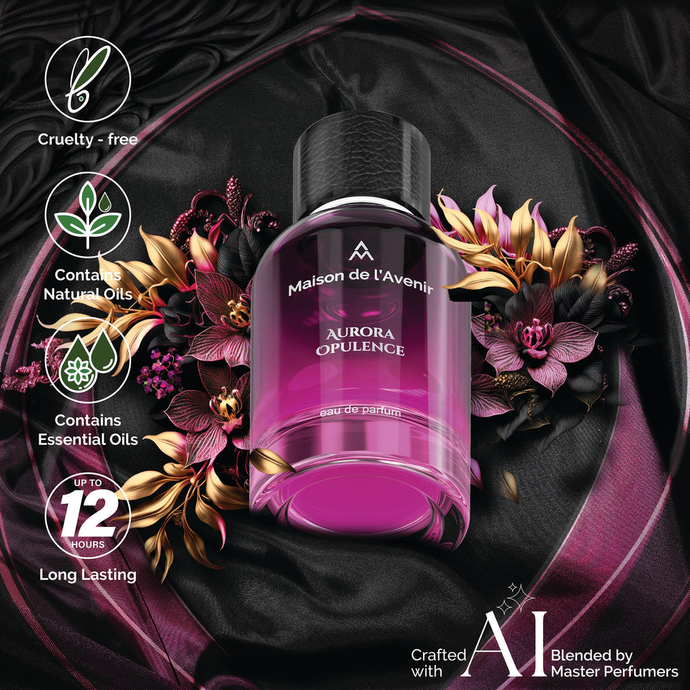 Aurora Opulence floral heart of rose and jasmine with honeycomb sweetness.