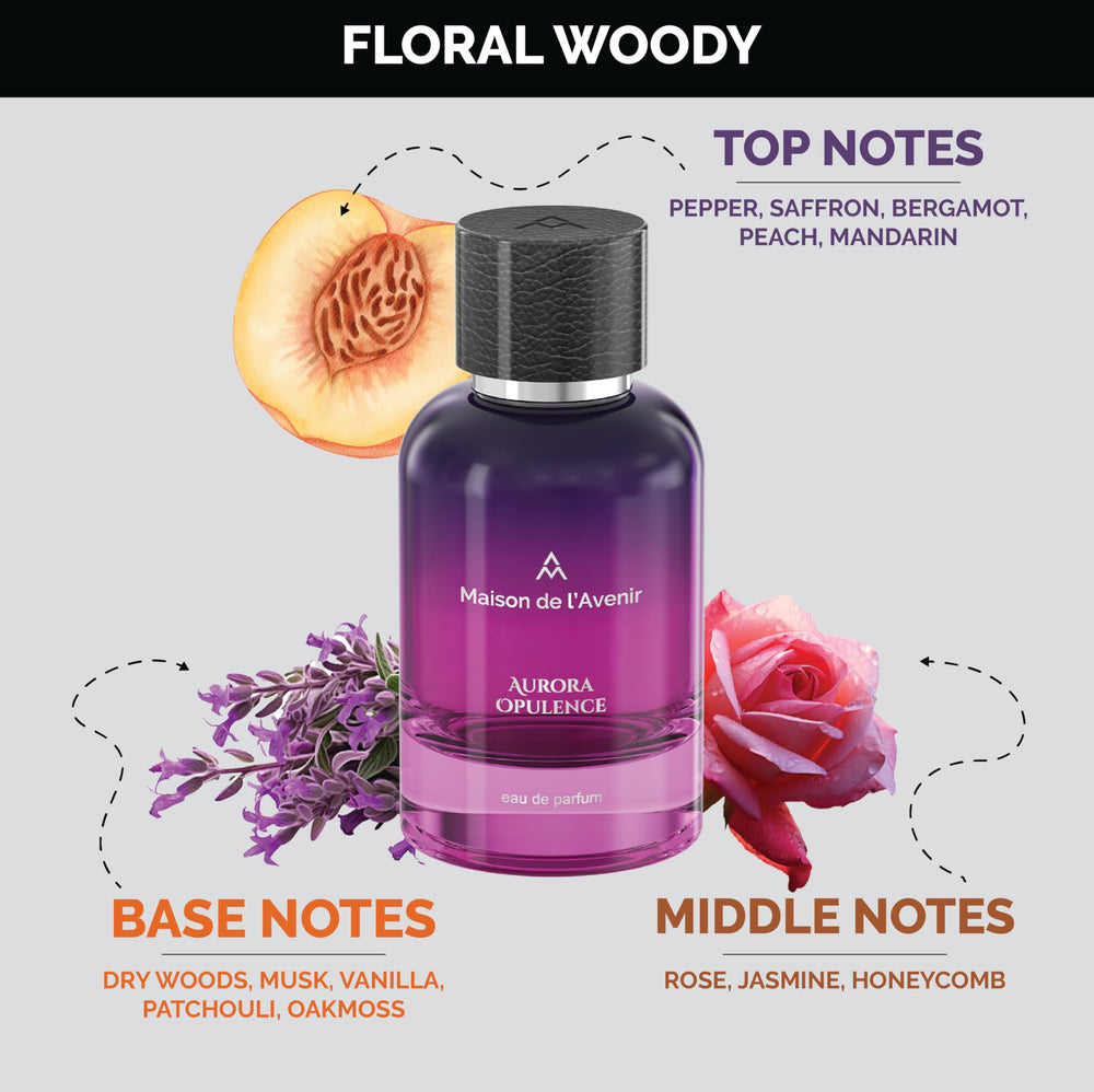 Aurora Opulence vanilla and patchouli add cozy depth for evenings.