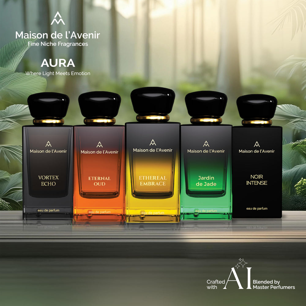 Maison de l'Avenir Ethereal Embrace bottle closeup, refined design for premium appeal.