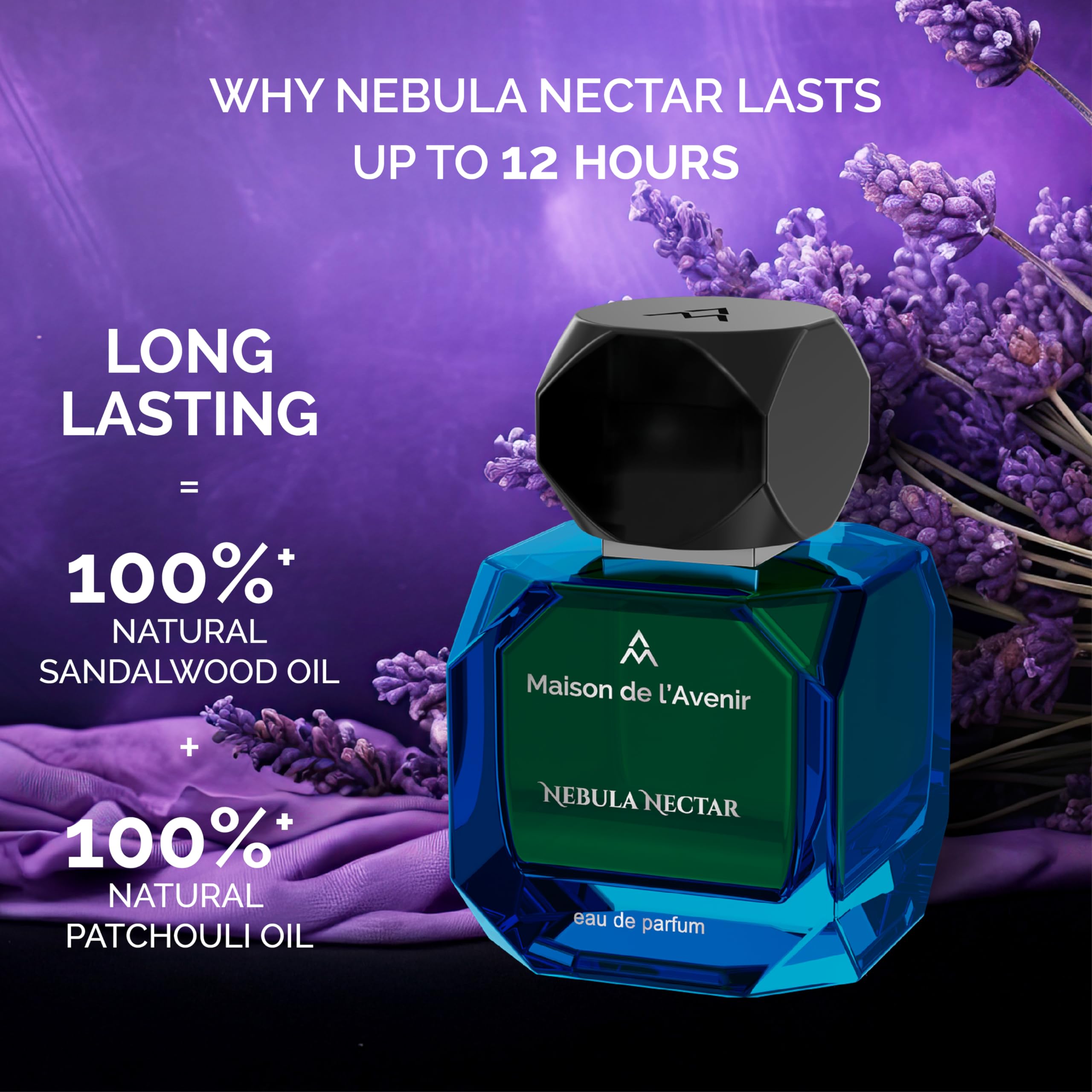 Nebula Nectar bottle angled view highlighting premium design and finish