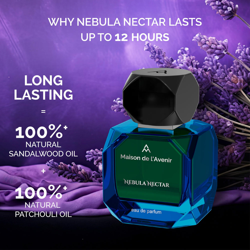 Nebula Nectar bottle angled view highlighting premium design and finish